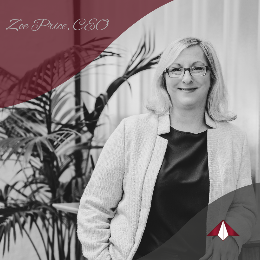 Zoe Price, CEO of CV Pilots, sharing her story of career reinvention and professional growth